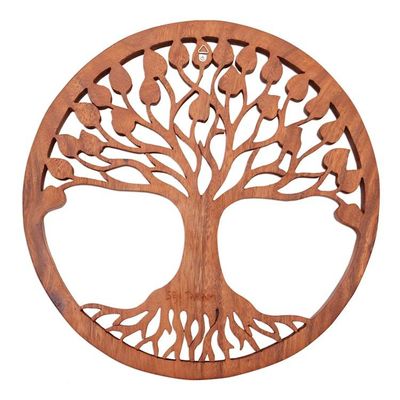 Alternate image for Tree-Themed Suar Wood Relief Panel from Bali Magical Leaves