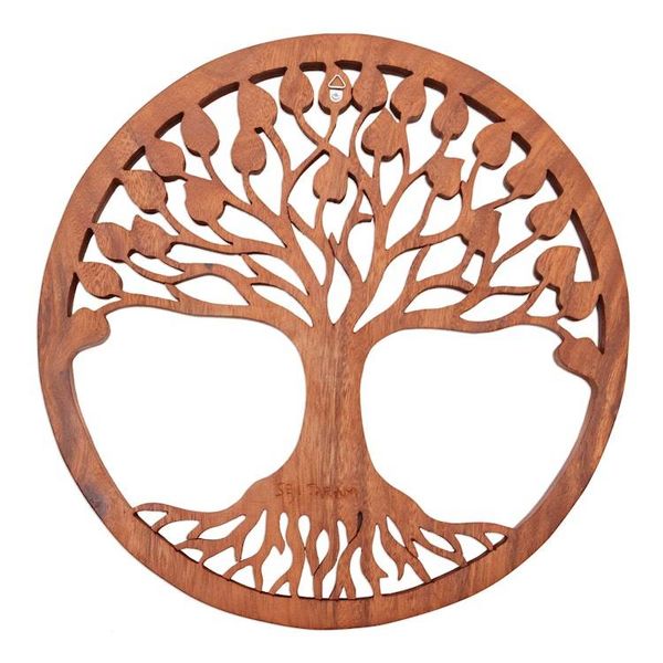 Alternate image for Tree-Themed Suar Wood Relief Panel from Bali Magical Leaves