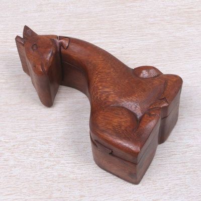 Alternate image for Hand Carved Giraffe Shape Wood Puzzle Box from Indonesia Resting Giraffe