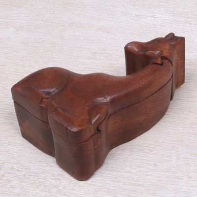Alternate image for Hand Carved Giraffe Shape Wood Puzzle Box from Indonesia Resting Giraffe