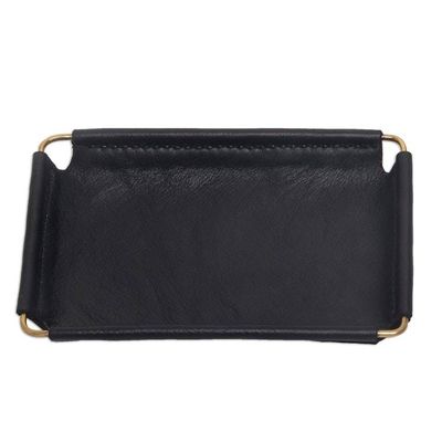 Alternate image for Javanese Handcrafted 6.5 Inch Black Leather Catchall Java Black