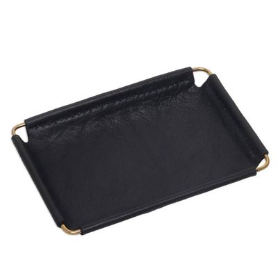 Alternate image for Javanese Handcrafted 6.5 Inch Black Leather Catchall Java Black