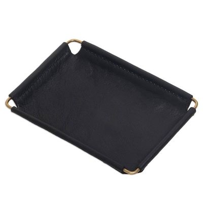 Alternate image for Javanese Handcrafted 6.5 Inch Black Leather Catchall Java Black