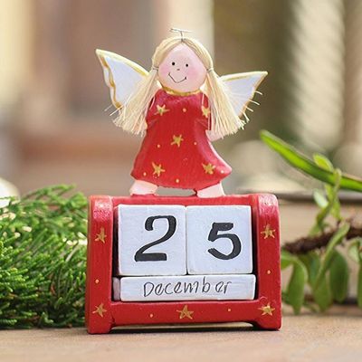 Primary image for Angel Motif Wood Perpetual Calendar Angel Time in Red