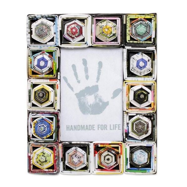 Alternate image for 4x6 Recycled Paper Multicolored Photo Frame from Bali Rising Temples