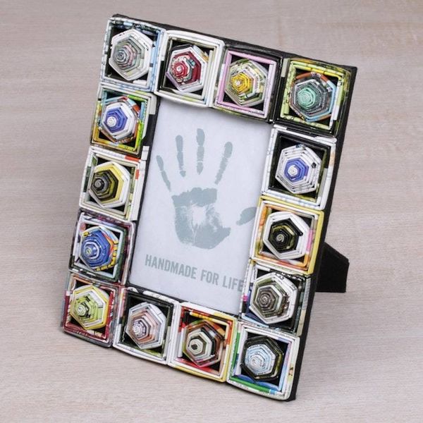 Alternate image for 4x6 Recycled Paper Multicolored Photo Frame from Bali Rising Temples