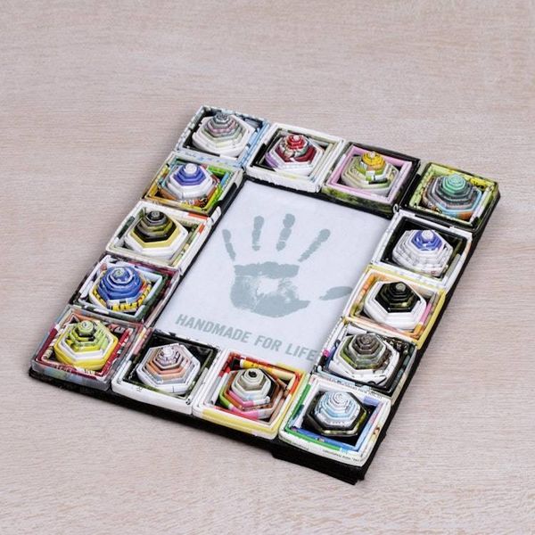 Alternate image for 4x6 Recycled Paper Multicolored Photo Frame from Bali Rising Temples