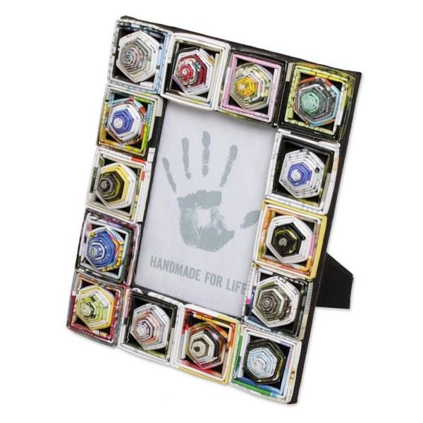 Alternate image for 4x6 Recycled Paper Multicolored Photo Frame from Bali Rising Temples