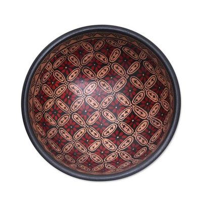 Alternate image for Indonesian Batik Wood Decorative Bowl Truntum Parade