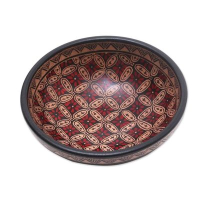 Alternate image for Indonesian Batik Wood Decorative Bowl Truntum Parade