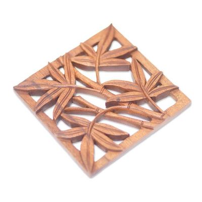 Alternate image for Hand-Carved Suar Wood Relief Panel of Bamboo from Bali Bamboo Copse