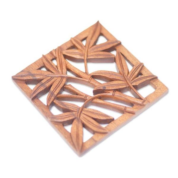 Alternate image for Hand-Carved Suar Wood Relief Panel of Bamboo from Bali Bamboo Copse
