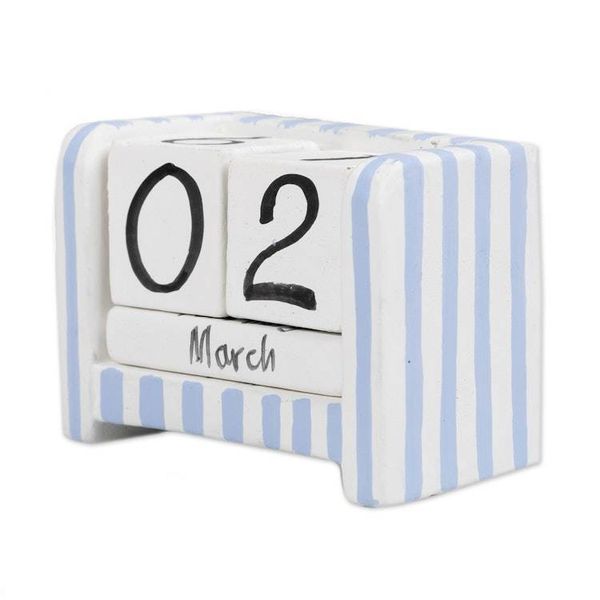 Alternate image for Hand-Carved and Painted Wood Perpetual Desk Calendar Bright Days