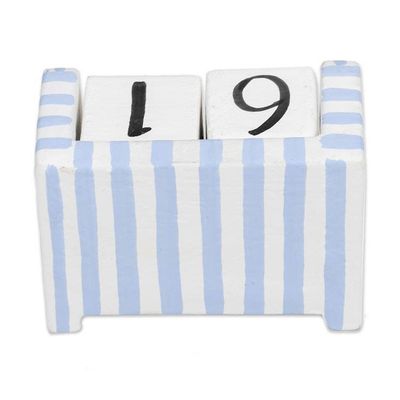 Alternate image for Hand-Carved and Painted Wood Perpetual Desk Calendar Bright Days
