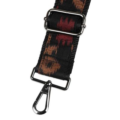 Alternate image for Ikat-Patterned Adjustable Brown and Red Cotton Bag Strap Bond to Klungkung
