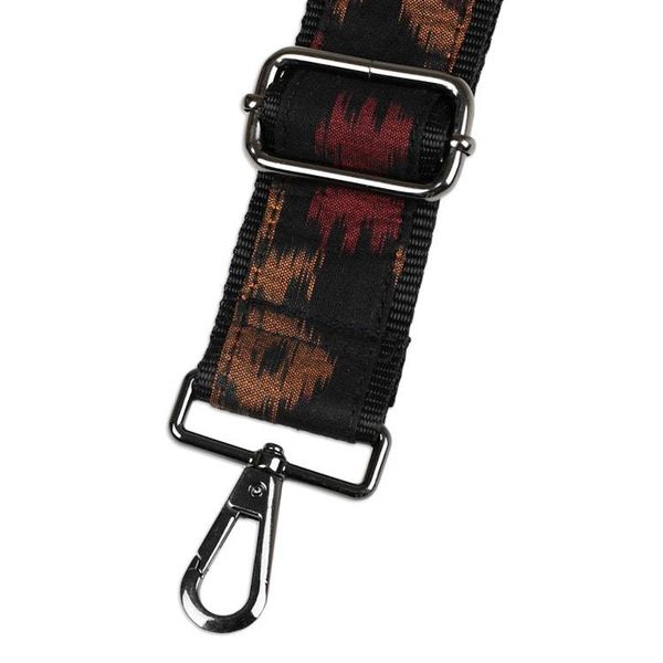 Alternate image for Ikat-Patterned Adjustable Brown and Red Cotton Bag Strap Bond to Klungkung