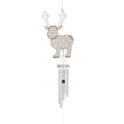 Alternate image for Hand-Painted Brown Wood Reindeer Wind Chime Christmas Decor Delightful Reindeer
