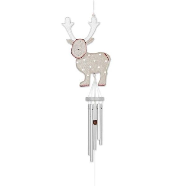Alternate image for Hand-Painted Brown Wood Reindeer Wind Chime Christmas Decor Delightful Reindeer
