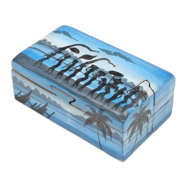 Alternate image for Painted Melasti-Inspired Suar Wood Decorative Box in Blue Melasti Morning