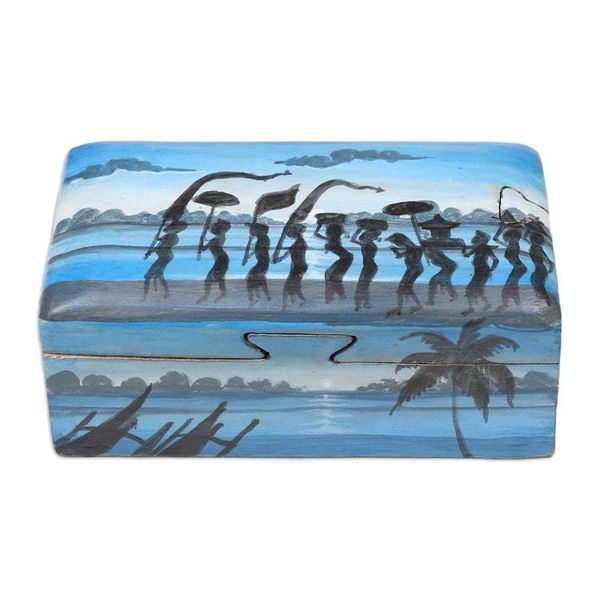 Alternate image for Painted Melasti-Inspired Suar Wood Decorative Box in Blue Melasti Morning