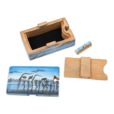 Alternate image for Painted Melasti-Inspired Suar Wood Decorative Box in Blue Melasti Morning