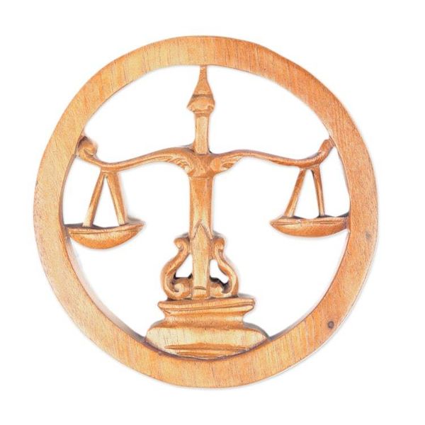 Alternate image for Hand-Carved Round Wood Libra Zodiac Sign Wall Relief Panel Libra Firmament