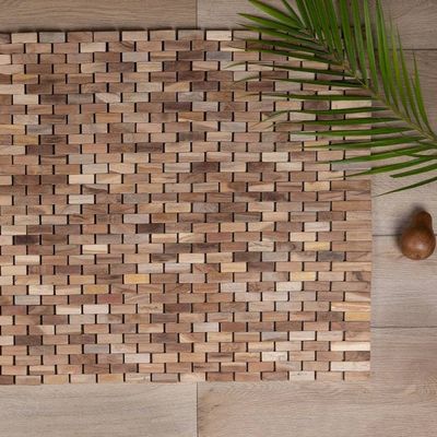 Alternate image for Handcrafted Modern Natural Brown Teak Wood Mat from Bali The Roadside