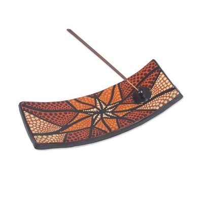 Alternate image for Hand-Painted Starfish Ceramic Incense Holder in Warm Hues Starfish Aura