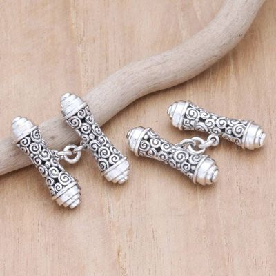 Alternate image for Sterling Silver Traditional Cufflinks Crafted in Bali Buddha Elegance