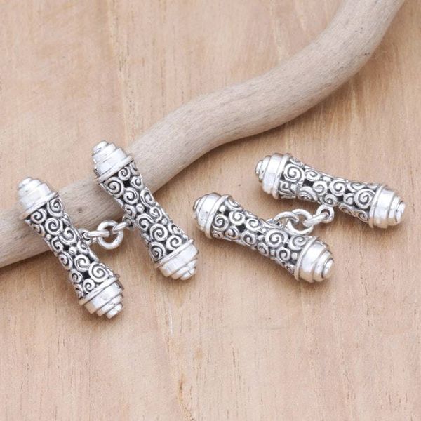 Alternate image for Sterling Silver Traditional Cufflinks Crafted in Bali Buddha Elegance