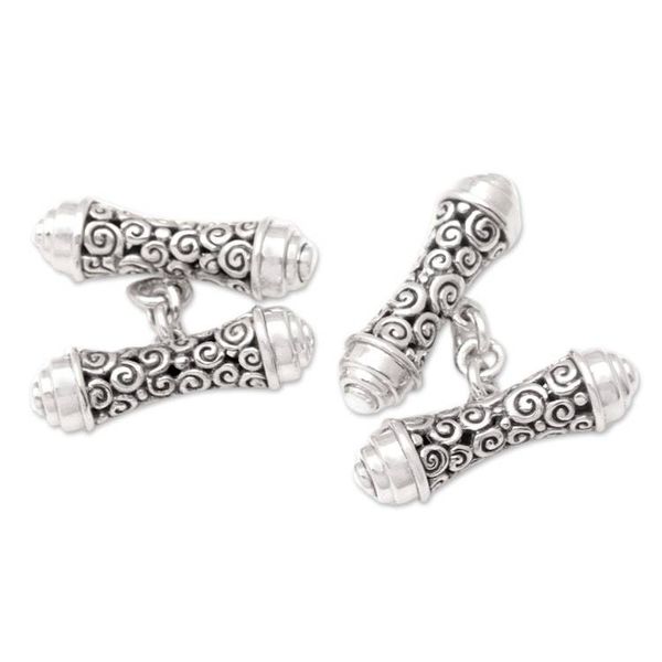 Alternate image for Sterling Silver Traditional Cufflinks Crafted in Bali Buddha Elegance