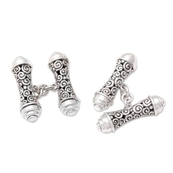 Alternate image for Sterling Silver Traditional Cufflinks Crafted in Bali Buddha Elegance