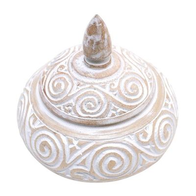 Alternate image for Hand-Carved Albesia Wood Decorative Box with Rustic Finish Island Secret