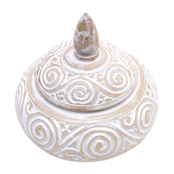 Alternate image for Hand-Carved Albesia Wood Decorative Box with Rustic Finish Island Secret
