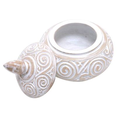 Alternate image for Hand-Carved Albesia Wood Decorative Box with Rustic Finish Island Secret