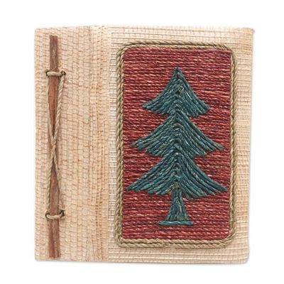 Alternate image for Eco-Friendly Handcrafted Tree-Themed Natural Fiber Journal Forest Memories