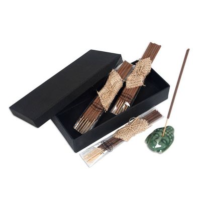 Primary image for Buddha-Themed Green Ceramic Incense Set with 18 Sticks Green Vesak Celebration