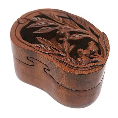 Alternate image for Hand-Carved Leafy Suar Wood Puzzle Box from Bali Spring Vibes