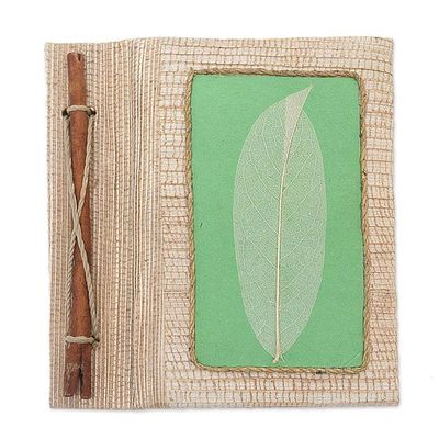 Alternate image for Handmade Eco-Friendly Natural Fiber Leaf Journal in Green Green Leaf