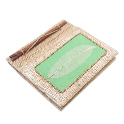 Alternate image for Handmade Eco-Friendly Natural Fiber Leaf Journal in Green Green Leaf