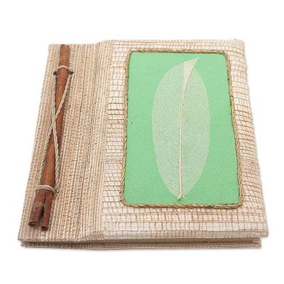 Alternate image for Handmade Eco-Friendly Natural Fiber Leaf Journal in Green Green Leaf