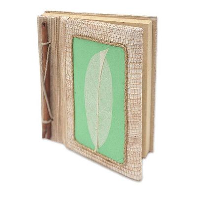 Alternate image for Handmade Eco-Friendly Natural Fiber Leaf Journal in Green Green Leaf
