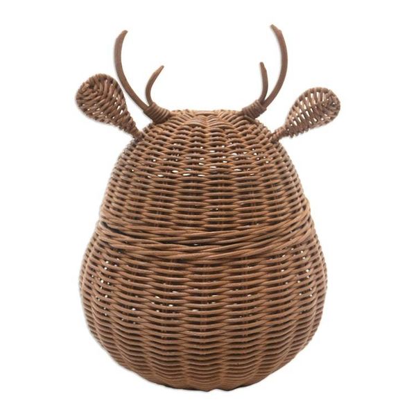 Alternate image for Holiday Reindeer Rattan Basket Painted by Hand Secret Holiday Reindeer