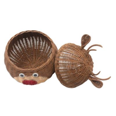 Alternate image for Holiday Reindeer Rattan Basket Painted by Hand Secret Holiday Reindeer