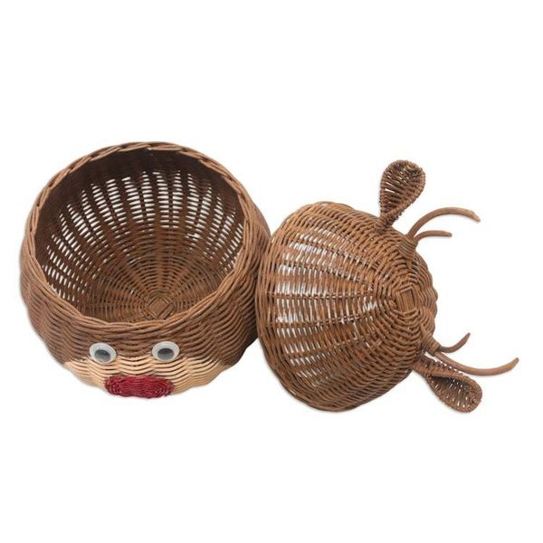 Alternate image for Holiday Reindeer Rattan Basket Painted by Hand Secret Holiday Reindeer