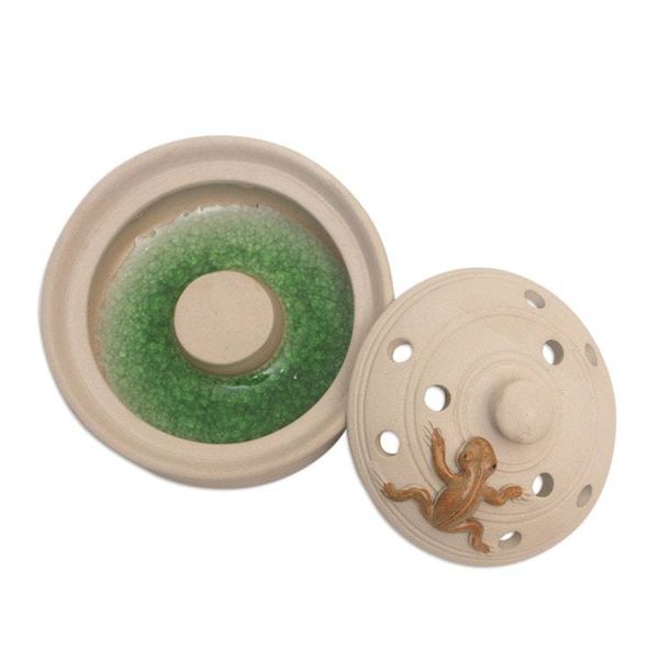 Alternate image for Handmade Porcelain Mosquito Coil Holder with Frog Theme Resting Frog