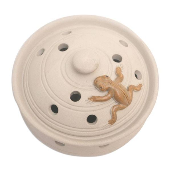 Alternate image for Handmade Porcelain Mosquito Coil Holder with Frog Theme Resting Frog
