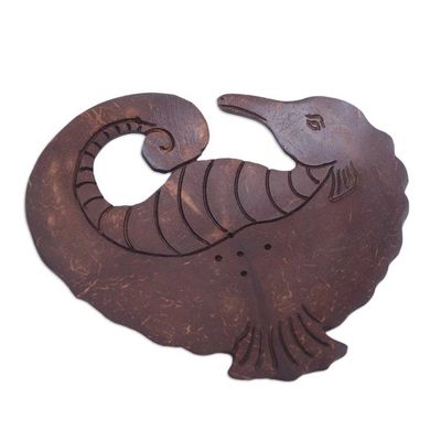 Alternate image for Aquatic Coconut Shell Soap Holder Hand Carved in Bali Serene Seahorse
