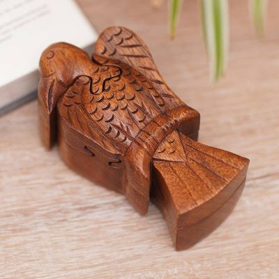 Alternate image for Bird Themed Suar Wood Puzzle Box Hand-Carved in Bali Bird of Secrets