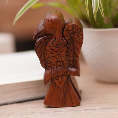 Alternate image for Bird Themed Suar Wood Puzzle Box Hand-Carved in Bali Bird of Secrets